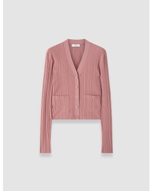 JOSEPH Sinai Plissé Knit Cardigan - Pink