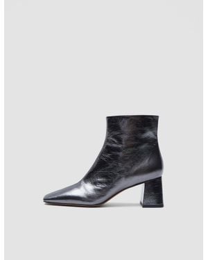 JOSEPH Heeled Metallic Leather Ankle Boots - Black