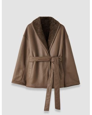 JOSEPH Manu Textured Shearling Jacket - Brown