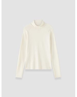 JOSEPH Lola Silk Stretch High Neck Top - White