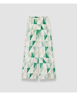 JOSEPH Thoresby Marble Print Silk Pants - Green