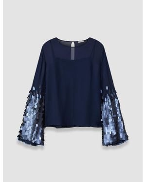JOSEPH Ariane Chiffon Sequin Blouse - Blue