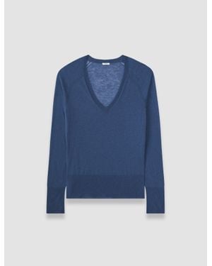 JOSEPH Cetus Cashair V Neck Sweater - Blue