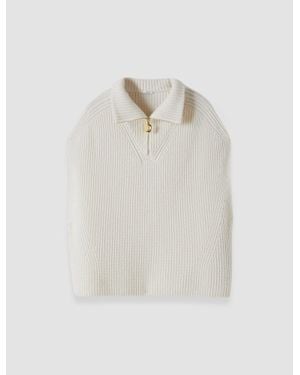 JOSEPH Raffet Fisherman Rib Cashmere Vest - White