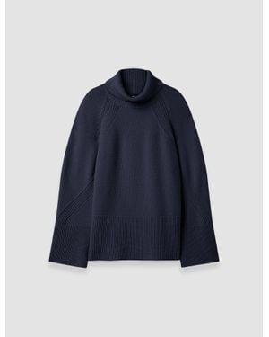 JOSEPH Loftus Pure Cashmere High Neck Sweater - Blue