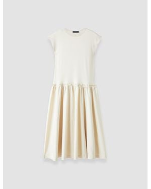 JOSEPH Cotton Poplin Jersey Dress - White