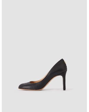 JOSEPH Alette Snake Texture Leather Heeled Pumps - Black