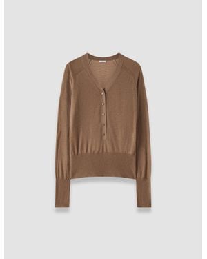 JOSEPH Reem Cashair Henley Top - Natural