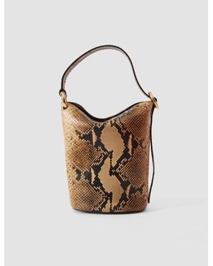 JOSEPH Mini Bucket Snake Leather Bag - Brown
