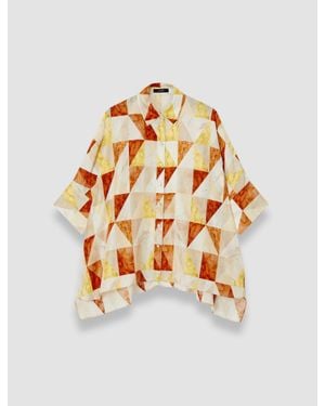 JOSEPH Arcole Marble Print Silk Shirt - White