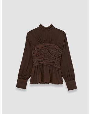 JOSEPH Rachel Crepe De Chine Silk Blouse - Brown