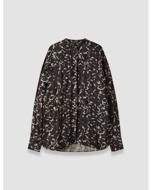 JOSEPH Millie Printed Crinkle Blouse - Black