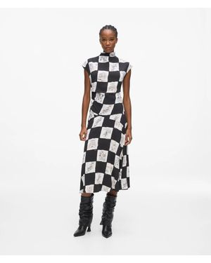 KARL LAGERFELD High-Neck Midi Dress, Multicolored - White