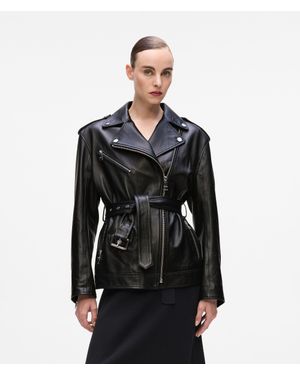 KARL LAGERFELD Oversized Leather Jacket - Black
