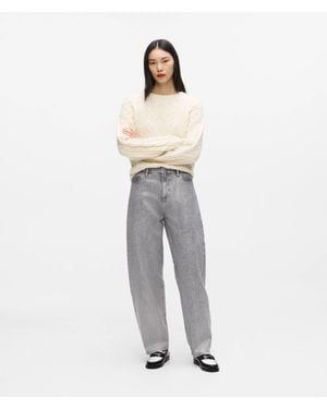 KARL LAGERFELD Coated Python Barrel-Leg Jeans - White