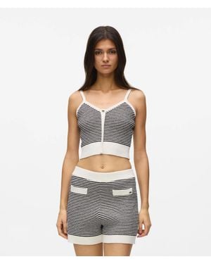 KARL LAGERFELD Ikon Striped Knit Top - Gray