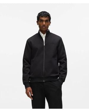 KARL LAGERFELD Zip-Up Metallic Trim Jacket - Black