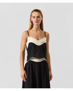 KARL LAGERFELD Signature Scallop Beach Top - Black