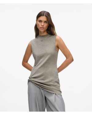 KARL LAGERFELD Gathered High-Neck Top - Gray