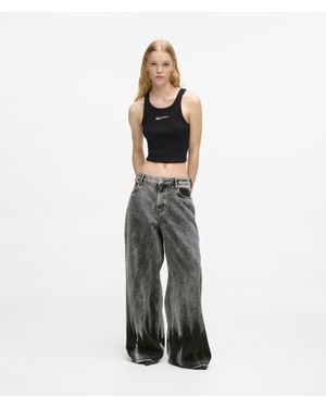 KL Jeans Bleached Low-Rise Wide Leg Jeans - Multicolor