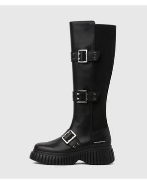 KARL LAGERFELD Kreeper Wedge Tri-Buckle Boots - Black