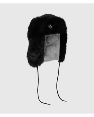 KL Jeans Monogram Faux-Fur Trapper Cap - Black