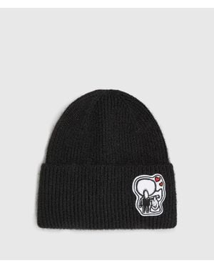 KARL LAGERFELD Ikon Patch Beanie - Black