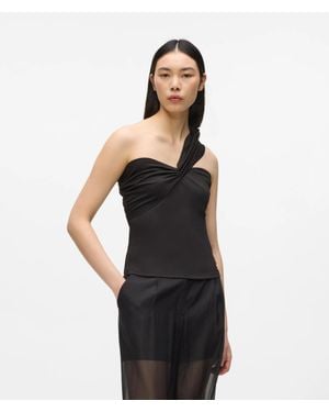 KARL LAGERFELD Draped One Shoulder T-Shirt - Black