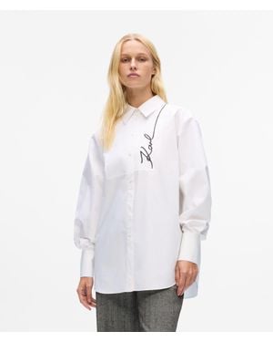 KARL LAGERFELD Signature Poplin Shirt - White
