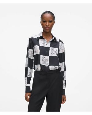 KARL LAGERFELD Fluid Printed Shirt, Multicolored - Black