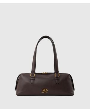 KARL LAGERFELD K/Autograph Medium Bowling Bag - White