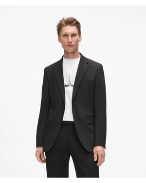 KARL LAGERFELD Slim-Fit Monogram Pin Suit Jacket - Black