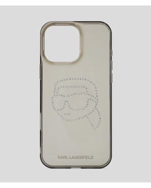 KARL LAGERFELD Ikon Rhinestone Iphone 16 Pro Max Case - Gray