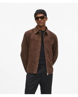 KARL LAGERFELD Exclusive Suede Jacket - Brown