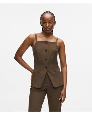 KARL LAGERFELD Square-Neck Waistcoat - Brown