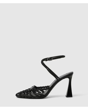 KARL LAGERFELD Debutante Leather Heeled Sandals - Black