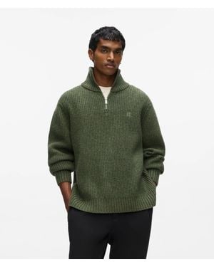KARL LAGERFELD Half-Zip Turtleneck Sweater - Green
