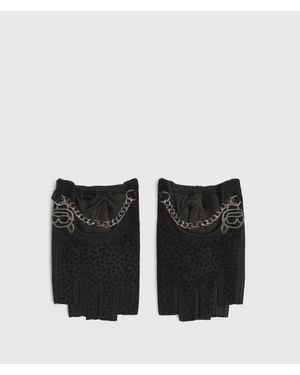 KARL LAGERFELD Ikon Rhinestone Fingerless Gloves - Black