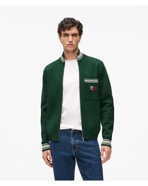 KARL LAGERFELD Ikon Knitted Zip-Up Jacket - Green