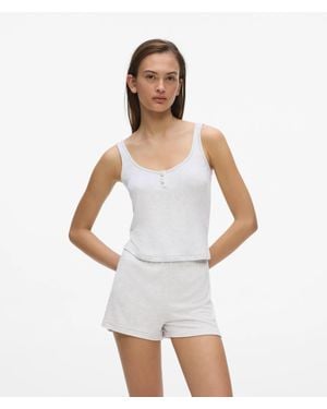 KARL LAGERFELD Faux-Pearl Loungewear Tank Top - White
