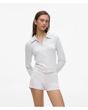 KARL LAGERFELD Faux-Pearl Loungewear Cardigan - White