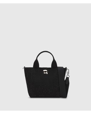 KARL LAGERFELD Ikon Small Rhinestone Shopper - Black