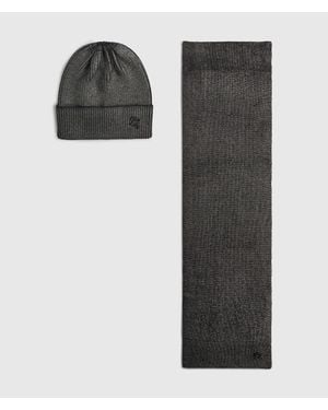 KARL LAGERFELD Ikon Metalic Beanie And Scarf Gift Set - Black