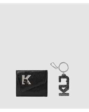 KL Jeans Geo Wallet And Keychain Gift Set - Black