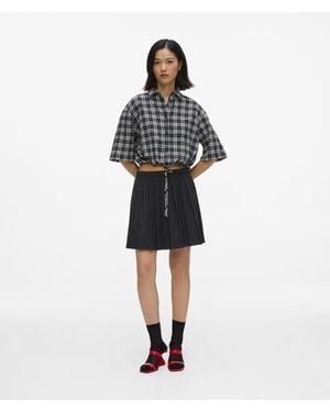 KL Jeans Pinstripe Pleated Mini Skirt - Black