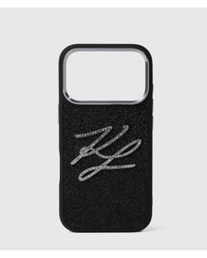 KARL LAGERFELD Autograph Rhinestone Iphone 17 Pro Max Case - Black