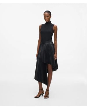 KARL LAGERFELD Pleated Faux-Leather Skirt - Blue