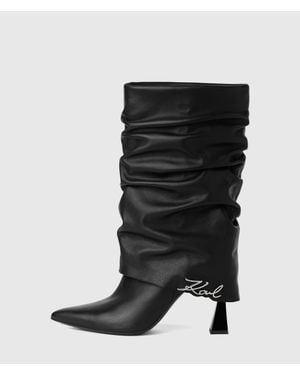 KARL LAGERFELD Debutante Midi Slouch Boots - Black