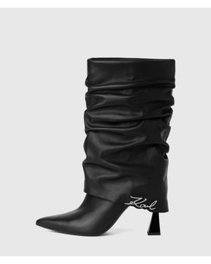 KARL LAGERFELD Debutante Midi Slouch Boots - Black
