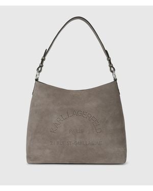 KARL LAGERFELD K/Daily Suede Hobo Bag - Gray